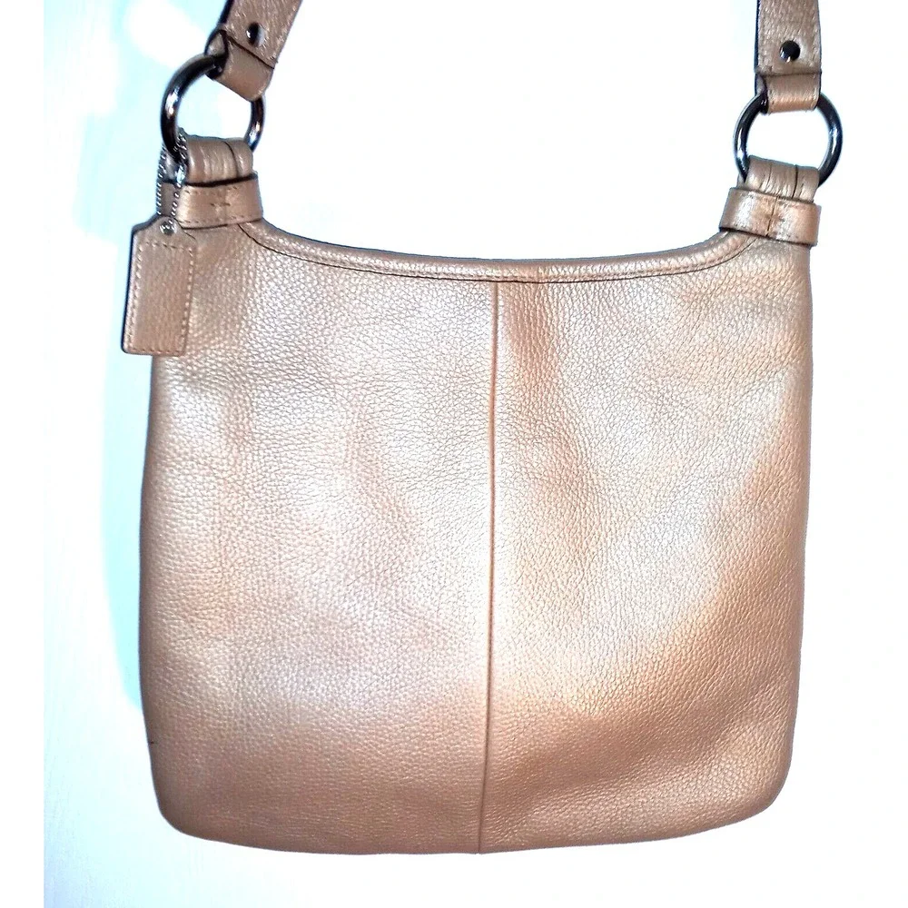 COACH Leather Crossbody Bag Penelope  Slim Champagne Metallic  F16533  Hipster